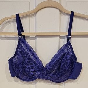 Vanity Fair royal purple lace cup underwrite bra 36C